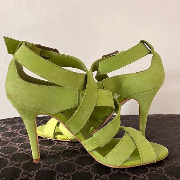 ZARA LIME GREEN STRAPPY HEELS - Picture 8 of 10